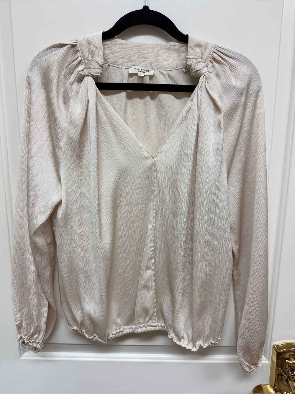 Max Studio (from Nordstrom) V-Neck Long-Sleeve Blouse with Gathered Shoulders